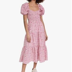 Moon River Pink Floral Midi Dress Size Large EUC
